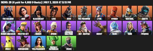 [PC/XBOX] | 25 skins | The Ice King | Rox | Blackheart | Luxe | Ruin | The Prisoner | Lynx | Hybrid | Sentinel | Zenith | Bunny Brawler | Master Key | Full Access