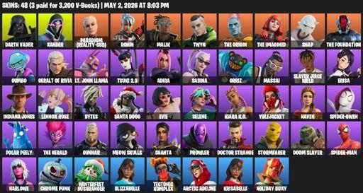 [PC/XBOX] | 48 skins | Darth Vader | Xander | Paradigm (Reality-659) | Ronin | Malik | Twyn | The Origin | The Imagined | Snap | The Foundation | Full Access