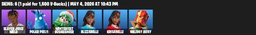 [PC/PSN/XBOX] | 6 skins | Slayer Juice WRLD | Polar Peely | Winterfest Bushranger | Blizzabelle | Krisabelle | Holiday Boxy | Blade of the Waning Moon | Full Access