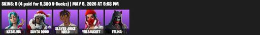 [PC/PSN/XBOX] | 5 skins | Katalina | Santa Dogg | Slayer Juice WRLD | Yulejacket | Felina | Frosted Frets | Golden Scythe | Wookiee Paw | Full Access
