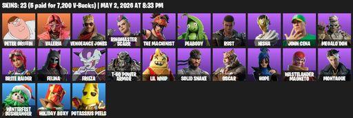 [PC/PSN/XBOX] | 23 skins | Peter Griffin | Valeria | Vengeance Jones | Ringmaster Scarr | The Machinist | Peabody | Rust | Nisha | John Cena | Full Access