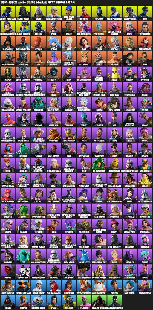 [PC/XBOX] | 198 skins | Lara Croft | Carbon Commando | Darth Vader | Havoc | Blizzard Bomber | Blue Team Leader | Prodigy | Sultura | Point Patroller | Full Access