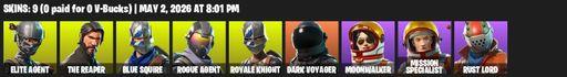 [PC/PSN/XBOX] | 9 skins | Take The L | Royale Knight | The Reaper | Elite Agent | Blue Squire | Rogue Agent | Dark Voyager | Moonwalker | Full Access