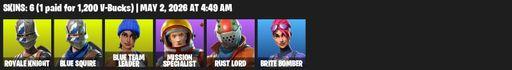 [PC/XBOX] | 6 skins | Take The L | Royale Knight | Blue Squire | Blue Team Leader | Mission Specialist | Rust Lord | Brite Bomber | Pulse Axe | EVA | Full Access
