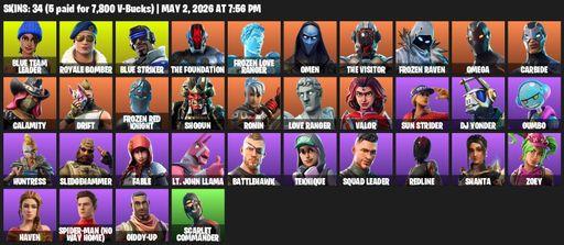 [PC/PSN/XBOX] | 34 skins | Omega | Blue Team Leader | Royale Bomber | Blue Striker | The Foundation | Frozen Love Ranger | Omen | The Visitor | Full Access