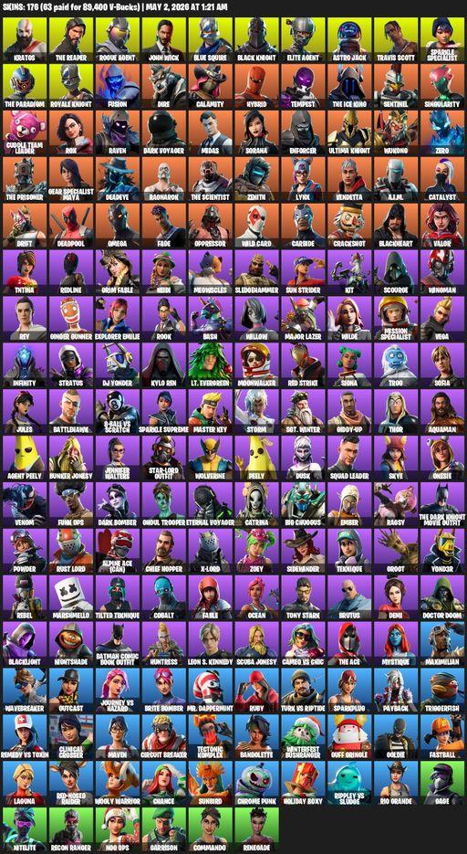 [PC/PSN/XBOX] | 176 skins | 1050 V-bucks | Merry Mint Axe | Leviathan Axe | Take The L | Floss | Black Knight | Travis Scott | Sparkle Specialist | Full Access