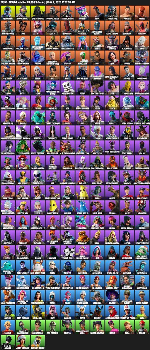 [PC/PSN] | 223 skins | Leviathan Axe | Lara Croft | Breakpoint | Rogue Agent | Darth Vader | Mandalorian | Eternal Knight | DJ Bop | Fade | Predator | Full Access