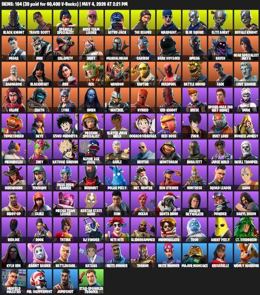 [PC/PSN] | 104 skins | Take The L | Floss | OG STW | Black Knight | Travis Scott | Sparkle Specialist | Royale Knight | The Reaper | Elite Agent | Full Access