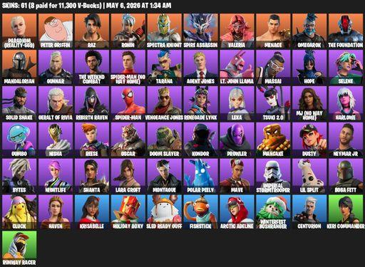 [PC/PSN] | 61 skins | Leviathan Axe | Lara Croft | Paradigm (Reality-659) | Peter Griffin | Raz | Ronin | Spectra Knight | Spire Assassin | Valeria | Full Access