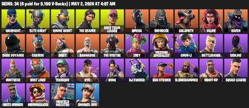 [PC/PSN/XBOX] | 34 skins | Take The L | OG STW | The Reaper | Elite Agent | Omega | Warpaint | Rogue Agent | Rose Team Leader | Enforcer | Calamity | Full Access