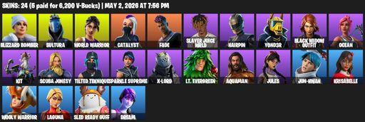 [PC/XBOX] | 24 skins | 550 V-bucks | Blizzard Bomber | Sultura | World Warrior | Catalyst | Fade | Slayer Juice WRLD | Hairpin | Y0ND3R | Full Access