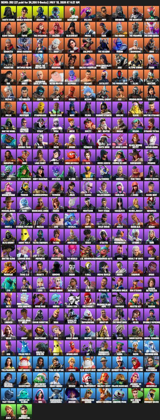 [PC] | 252 skins | Lara Croft | Darth Vader | World Warrior | Trilogy | Breakpoint | Backlash | Galaxia | Joey | Enforcer | The Scientist | Full Access