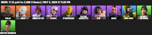 [PC/PSN/XBOX] | 11 skins | Malik | Snap | Iridia Vayne | Sabina | Stormfarer | Slayer Charlotte | Evie | Adira | Min-joon | Scarlet Defender | Full Access