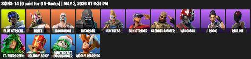 [PC/XBOX] | 14 skins | Blue Striker | Drift | Ragnarok | Enforcer | Huntress | Sun Strider | Sledgehammer | Wingman | Rook | Redline | Lt. Evergreen | Full Access