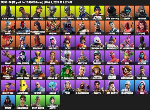 [PC/PSN] | 64 skins | 550 V-bucks | Floss | Take The L | Black Knight | Travis Scott | Sparkle Specialist | Royale Knight | The Reaper | Elite Agent | Full Access