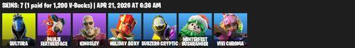 [PC/XBOX] | 7 skins | Sultura | Paulie Featherface | Kingsley | Holiday Boxy | Subzero Cryptic | Winterfest Bushranger | Vivi Chroma | Full Access