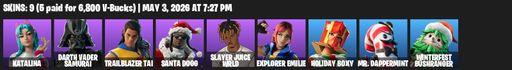 [PC/PSN/XBOX] | 9 skins | 700 V-bucks | Katalina | Darth Vader Samurai | Trailblazer Tai | Santa Dogg | Slayer Juice WRLD | Explorer Emilie | Full Access