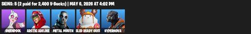 [PC/XBOX] | 5 skins | Gwenpool | Arctic Adeline | Metal Mouth | Sled Ready Guff | Hypernova | Sigil of the Empire | Kittanas | Shamisen Electric | Full Access