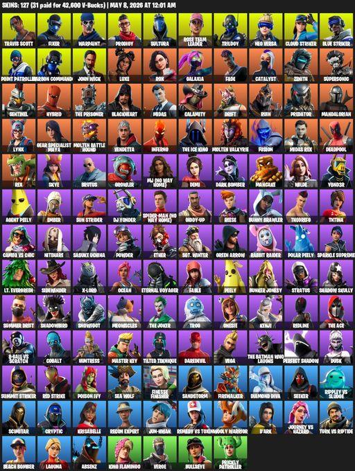 [PC/XBOX] | 127 skins | OG STW | Travis Scott | Fixer | Warpaint | Prodigy | Sultura | Rose Team Leader | Trilogy | Neo Versa | Cloud Striker | Full Access