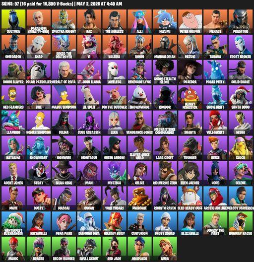 [PC] | 97 skins | Leviathan Axe | Lara Croft | Sultura | Paradigm (Reality-659) | Spectra Knight | Raz | The Ageless | Alli | Nezumi | Peter Griffin | Full Access