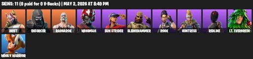 [PC/PSN/XBOX] | 11 skins | Drift | Enforcer | Ragnarok | Wingman | Sun Strider | Sledgehammer | Rook | Huntress | Redline | Lt. Evergreen | Full Access