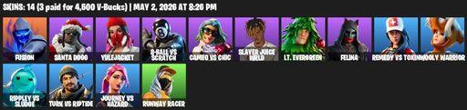 [PC/PSN/XBOX] | 14 skins | Fusion | Santa Dogg | Yulejacket | 8-Ball vs Scratch | Cameo vs Chic | Slayer Juice WRLD | Lt. Evergreen | Felina | Full Access