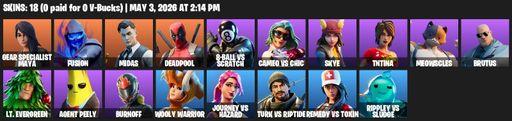 [PC] | 18 skins | Gear Specialist Maya | Fusion | Midas | Deadpool | 8-Ball vs Scratch | Cameo vs Chic | Skye | TNTina | Meowscles | Brutus | Full Access