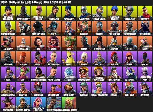 [PC/XBOX] | 65 skins | Floss | Take The L | OG STW | Black Knight | Sparkle Specialist | Royale Knight | The Reaper | Elite Agent | Blue Squire | Full Access