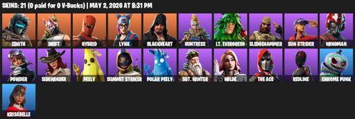 [PC/XBOX] | 21 skins | Zenith | Drift | Hybrid | Lynx | Blackheart | Huntress | Lt. Evergreen | Sledgehammer | Sun Strider | Wingman | Powder | Full Access