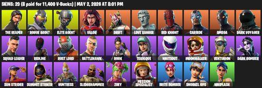 [PC/XBOX] | 29 skins | Take The L | The Reaper | Elite Agent | Omega | Rogue Agent | Valor | Drift | Love Ranger | Red Knight | Carbide | Dark Voyager | Full Access