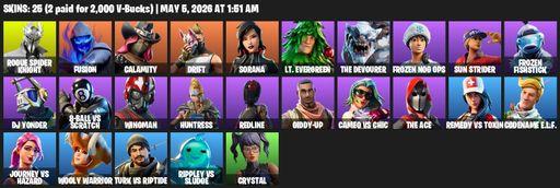 [PC/PSN] | 25 skins | Reaper Axe | Rogue Spider Knight | Fusion | Calamity | Drift | Sorana | Lt. Evergreen | The Devourer | Frozen Nog Ops | Full Access