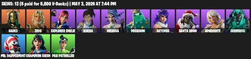 [PC/PSN/XBOX] | 13 skins | Hades | Zeus | Explorer Emilie | Korra | Medusa | Poseidon | Artemis | Santa Dogg | Aphrodite | Cerberus | Mr. Dappermint | Full Access