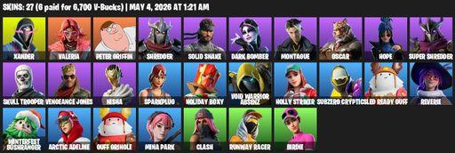 [PC/PSN/XBOX] | 27 skins | Xander | Valeria | Peter Griffin | Shredder | Solid Snake | Dark Bomber | Montague | Oscar | Hope | Super Shredder | Full Access