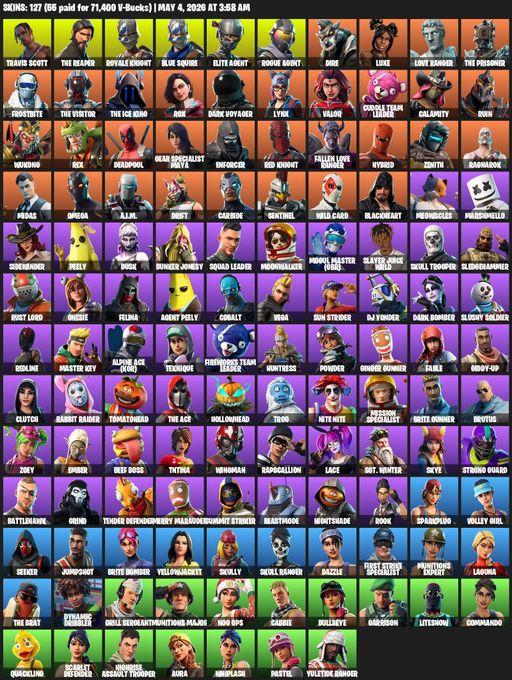 [PC/PSN] | 127 skins | Take The L | Travis Scott | Royale Knight | The Reaper | Elite Agent | Blue Squire | Omega | Rogue Agent | Dire | Luxe | Full Access