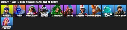 [PC/XBOX] | 11 skins | Neo Versa | Fusion | Cameo vs Chic | 8-Ball vs Scratch | Lt. Evergreen | Castor | Remedy vs Toxin | Wooly Warrior | Full Access