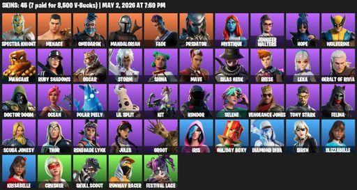 [PC/PSN/XBOX] | 45 skins | Spectra Knight | Menace | Omegarok | Mandalorian | Fade | Predator | Mystique | Jennifer Walters | Hope | Wolverine | Full Access