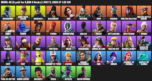 [PC/XBOX] | 46 skins | OG STW | Breakpoint | Rose Team Leader | Warpaint | Blackheart | Rox | Sentinel | Ruin | Carbide | Molten Valkyrie | Full Access