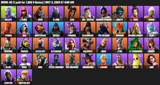 [PC/XBOX] | 42 skins | Galaxy | Fable | Ruin | X-Lord | Luxe | Sgt. Winter | Summit Striker | Zenith | Demi | Ember | Hybrid | Iris | Nightshade | Full Access