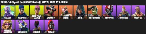 [PC/PSN/XBOX] | 14 skins | 1100 V-bucks | OG STW | Galaxy | Warpaint | Rose Team Leader | Calamity | Drift | Fate | Sky Stalker | Wingman | Huntress | Full Access