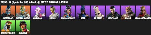 [PC/PSN/XBOX] | 12 skins | Omegarok | Spectra Knight | Gwenpool | Nisha | Renegade Lynx | Hope | Lil Split | Montague | Oscar | Vengeance Jones | Full Access