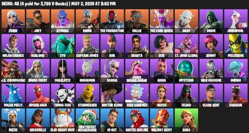 [PC/PSN/XBOX] | 48 skins | Torin | Joey | Kymera | Ronin | The Foundation | Malik | The Cube Queen | Snap | Doom | Gwenpool | Nolan Chance | Harlowe | Full Access