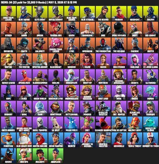 [PC] | 94 skins | Take The L | OG STW | Royale Knight | The Reaper | Elite Agent | Blue Squire | Omega | Rose Team Leader | Blue Team Leader | Full Access