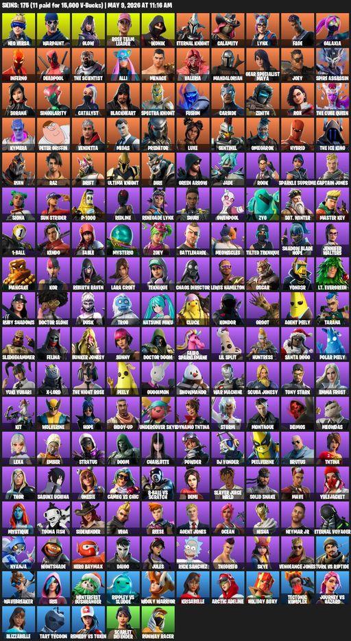 [PC/XBOX] | 175 skins | 1100 V-bucks | OG STW | IKONIK | Lara Croft | Neo Versa | Warpaint | Glow | Rose Team Leader | Eternal Knight | Calamity | Full Access