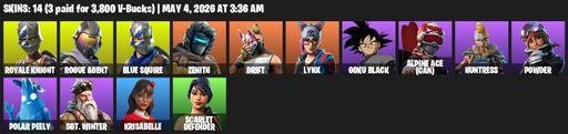 [PC/PSN] | 14 skins | Royale Knight | Blue Squire | Rogue Agent | Zenith | Drift | Lynx | Goku Black | Alpine Ace (CAN) | Huntress | Powder | Full Access
