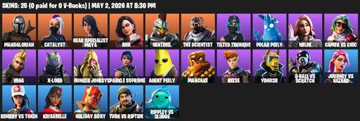 [PC/XBOX] | 25 skins | Mandalorian | Catalyst | Gear Specialist Maya | Rox | Sentinel | The Scientist | Tilted Teknique | Polar Peely | Wilde | Full Access