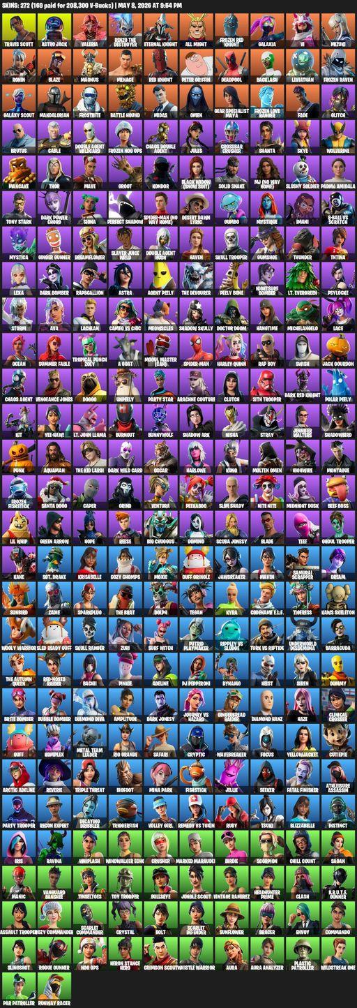 [PC/PSN] | 272 skins | Leviathan Axe | Travis Scott | Astro Jack | Valeria | Renzo the Destroyer | Eternal Knight | All Might | Frozen Red Knight | Full Access