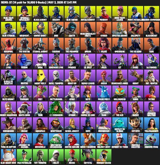 [PC/XBOX] | 97 skins | Floss | OG STW | Black Knight | Sparkle Specialist | Royale Knight | Blue Squire | Omega | Blue Team Leader | Trilogy | Prodigy | Full Access