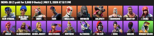 [PC] | 20 skins | Blue Striker | Blue Team Leader | Drift | Fade | Wild Card | Enforcer | Calamity | Ragnarok | Giddy-up | Fable | Ocean | Full Access