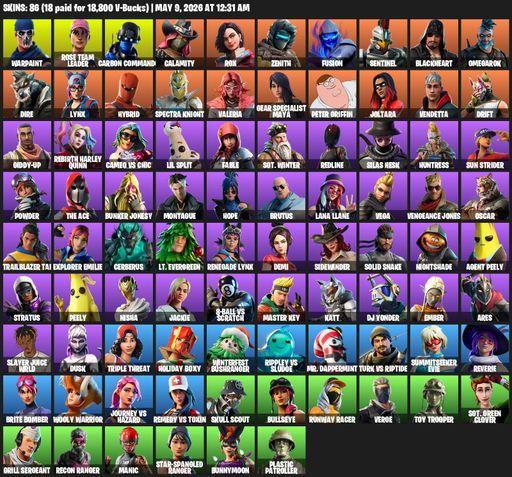 [PC/PSN] | 86 skins | OG STW | Reaper Axe | Warpaint | Rose Team Leader | Carbon Commando | Calamity | Rox | Zenith | Fusion | Sentinel | Blackheart | Full Access