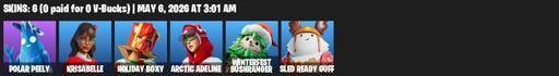 [PC/XBOX] | 6 skins | Polar Peely | Krisabelle | Holiday Boxy | Arctic Adeline | Winterfest Bushranger | Sled Ready Guff | Blade of the Waning Moon | Full Access